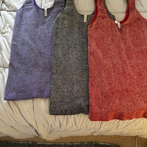 Last Tango Set of Three Shimmer Knit Tank Tops in Purple, Grey, and Red! EUC